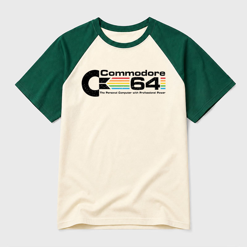 Commodore 64 Nerd Geek Retro Raglan T-Shirt