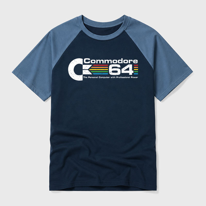 Commodore 64 Nerd Geek Retro Raglan T-Shirt