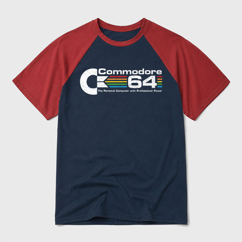 Commodore 64 Nerd Geek Retro Raglan T-Shirt