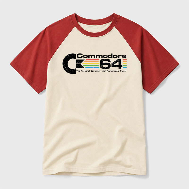 Commodore 64 Nerd Geek Retro Raglan T-Shirt