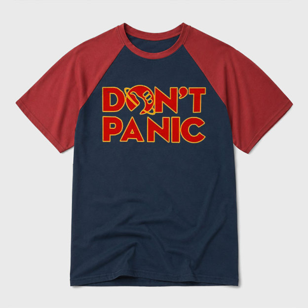 Don't Panic Geek Retro Raglan T-Shirt
