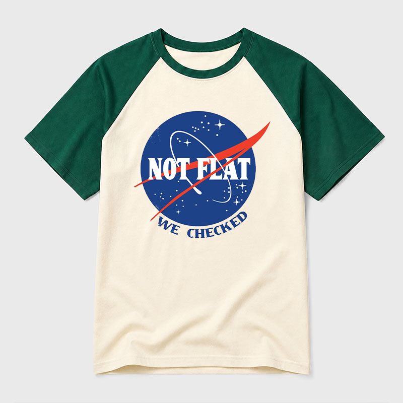 Not Flat We Checked Geek Retro Raglan T-Shirt