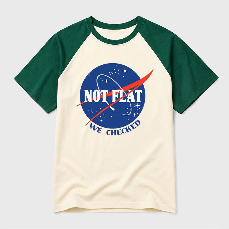 Not Flat We Checked Geek Retro Raglan T-Shirt