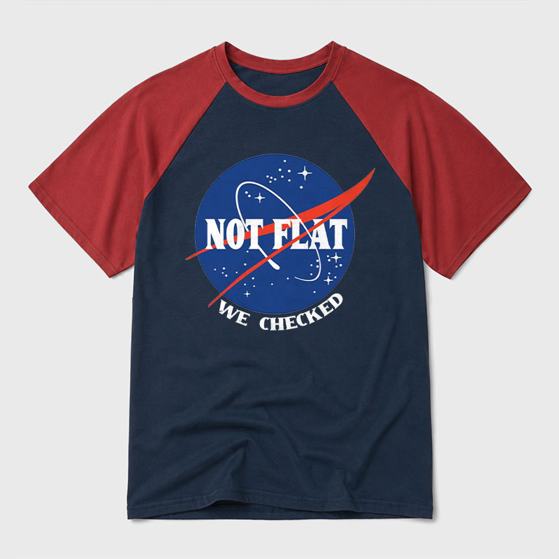 Not Flat We Checked Geek Retro Raglan T-Shirt
