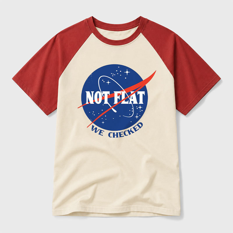 Not Flat We Checked Geek Retro Raglan T-Shirt