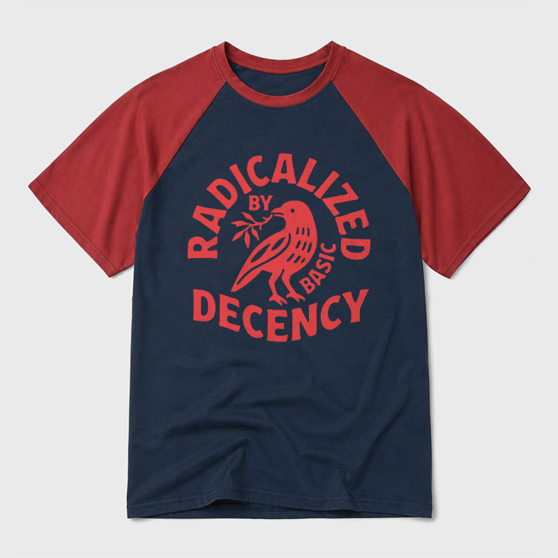 Radicalized By Basic Decency Geek Retro Raglan T-Shirt