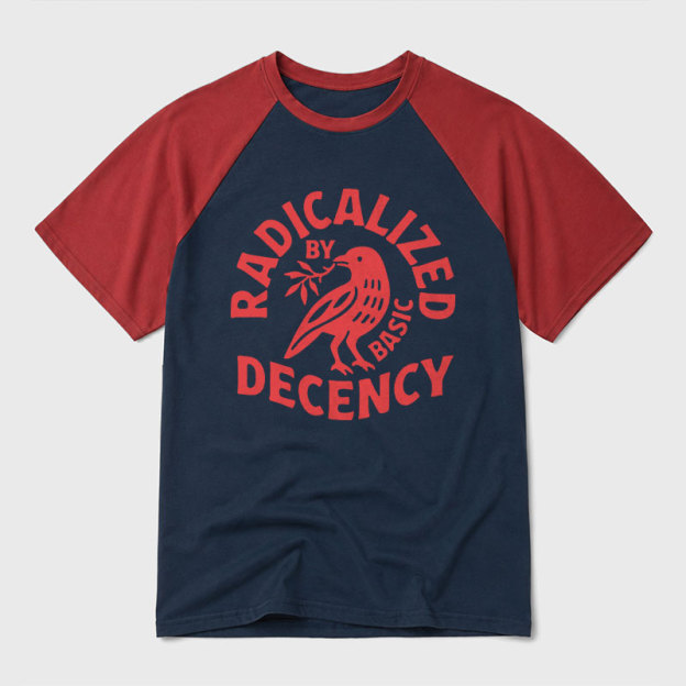 Radicalized By Basic Decency Geek Retro Raglan T-Shirt