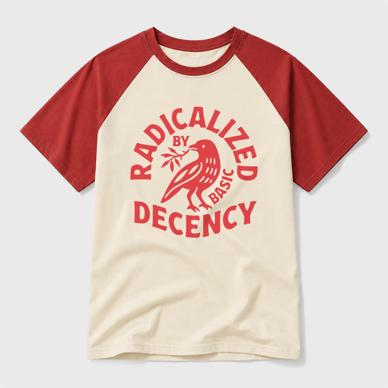 Radicalized By Basic Decency Geek Retro Raglan T-Shirt