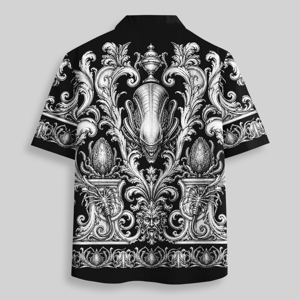 Gothic Baroque Biomechanical Button Up Pocket Shirt