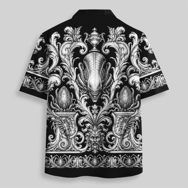 Gothic Baroque Biomechanical Button Up Pocket Shirt
