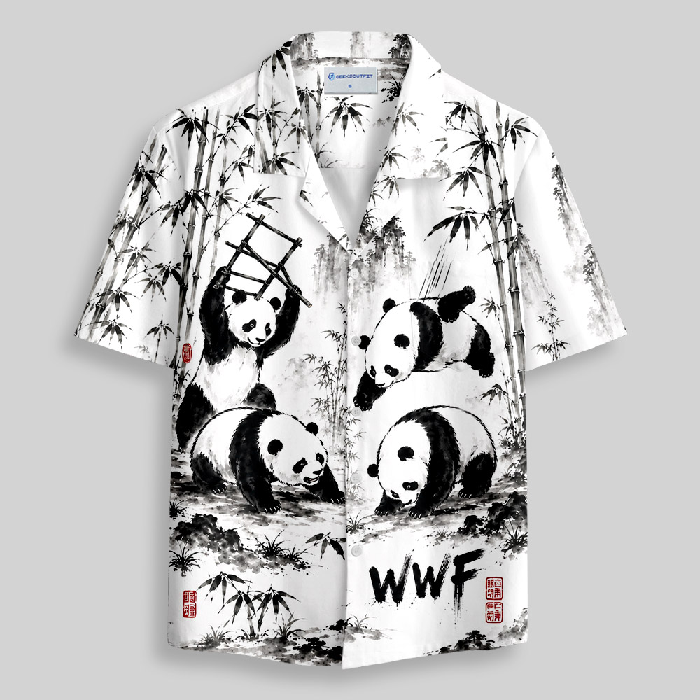 Bamboo Panda WWF Steel Ladder Wrestling Button Up Pocket Shirt