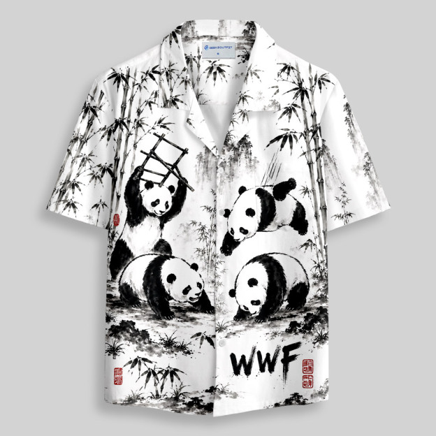 Bamboo Panda WWF Steel Ladder Wrestling Button Up Pocket Shirt