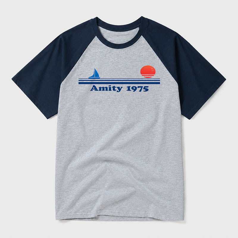 Sunset 1975 Geek Retro Raglan T-Shirt