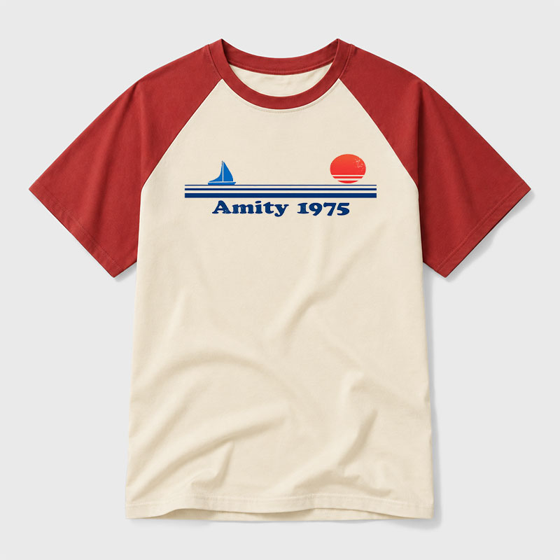 Sunset 1975 Geek Retro Raglan T-Shirt