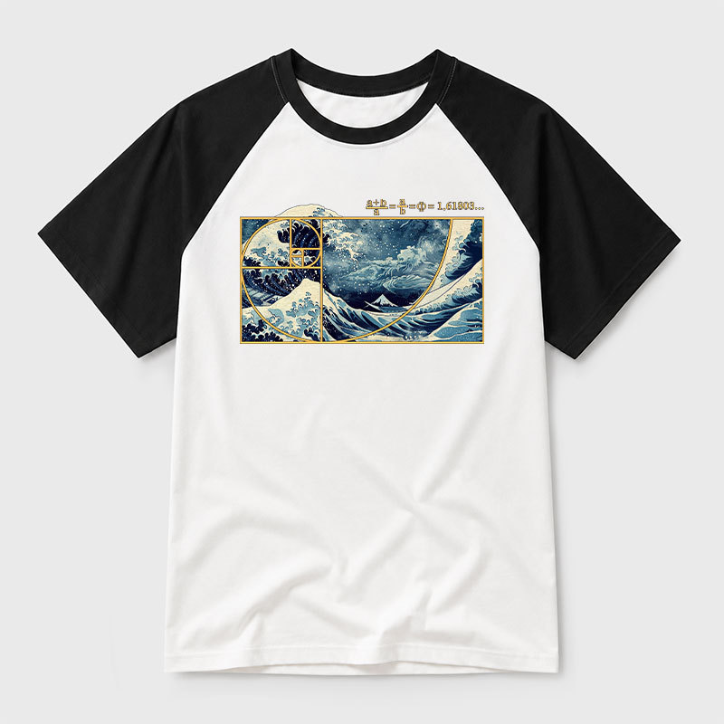 The Great Fibonacci Wave Geek Retro Raglan T-Shirt