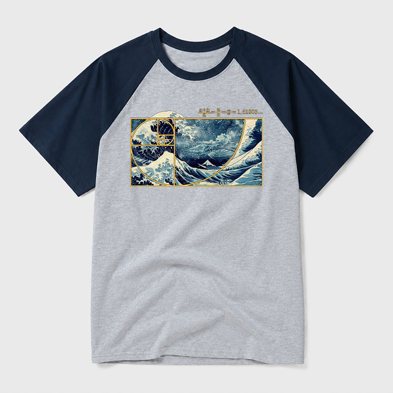 The Great Fibonacci Wave Geek Retro Raglan T-Shirt