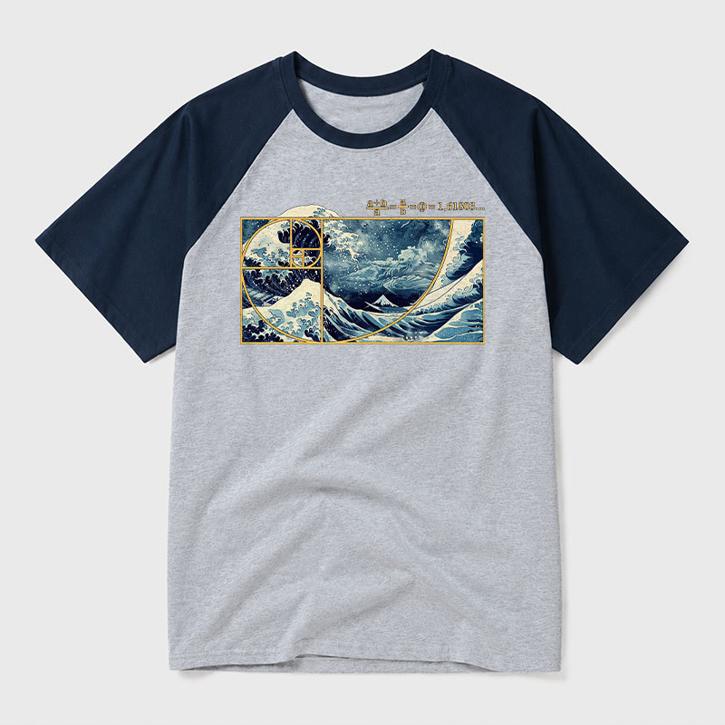 The Great Fibonacci Wave Geek Retro Raglan T-Shirt