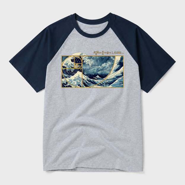 The Great Fibonacci Wave Geek Retro Raglan T-Shirt