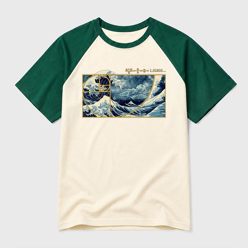 The Great Fibonacci Wave Geek Retro Raglan T-Shirt