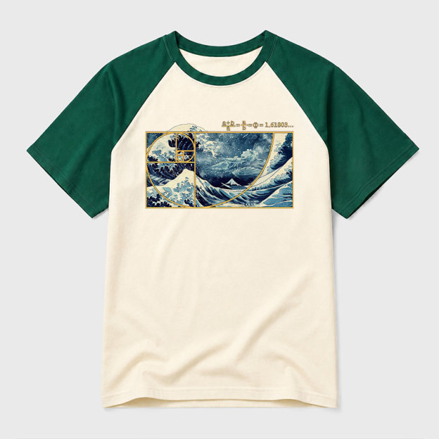 The Great Fibonacci Wave Geek Retro Raglan T-Shirt