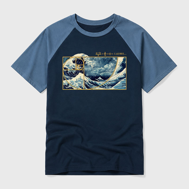 The Great Fibonacci Wave Geek Retro Raglan T-Shirt