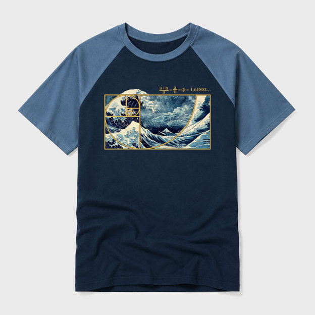 The Great Fibonacci Wave Geek Retro Raglan T-Shirt