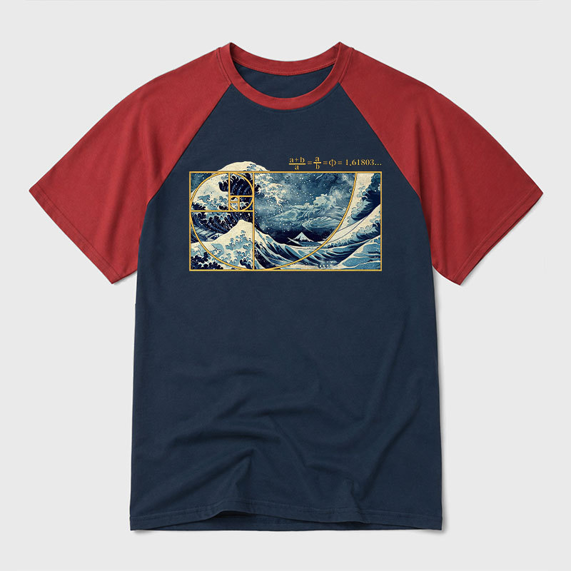 The Great Fibonacci Wave Geek Retro Raglan T-Shirt