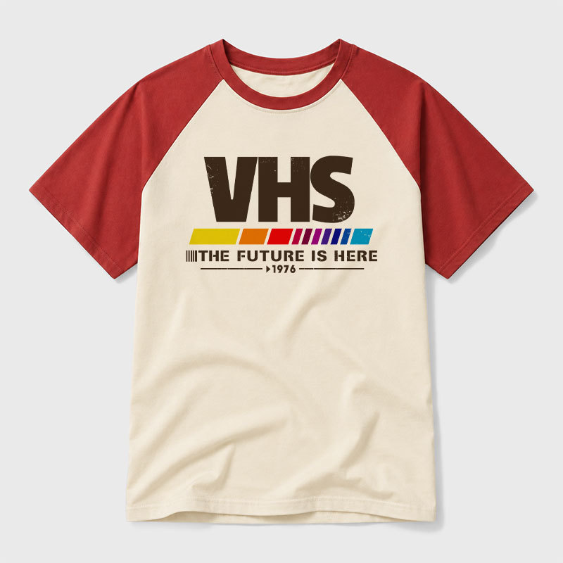 VHS The Future Is Here Geek Retro Raglan T-Shirt