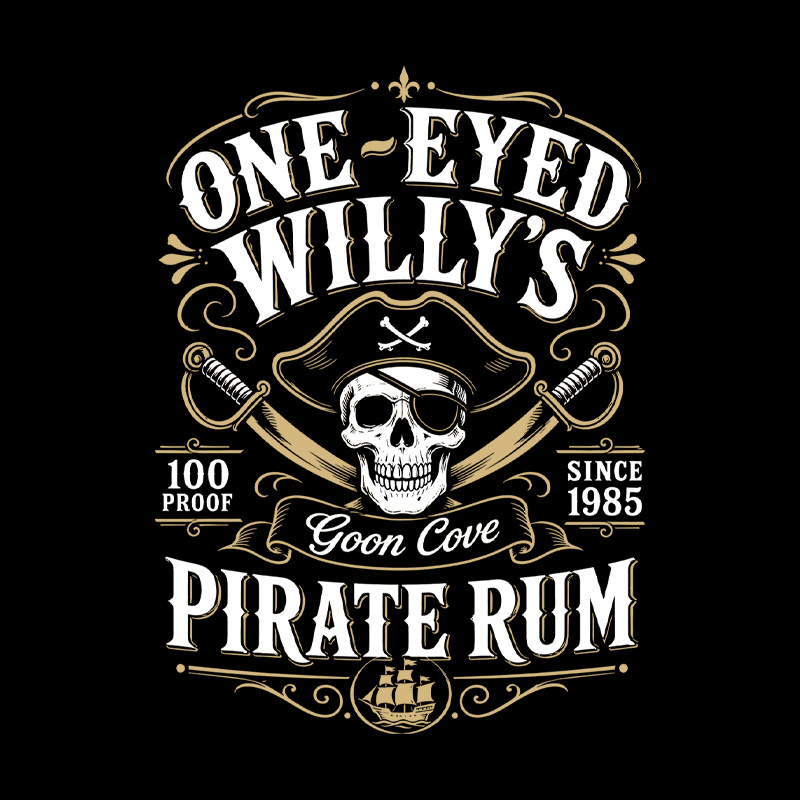 One Eyed Willy's Goon Cove Pirate Rum Geek T-Shirt