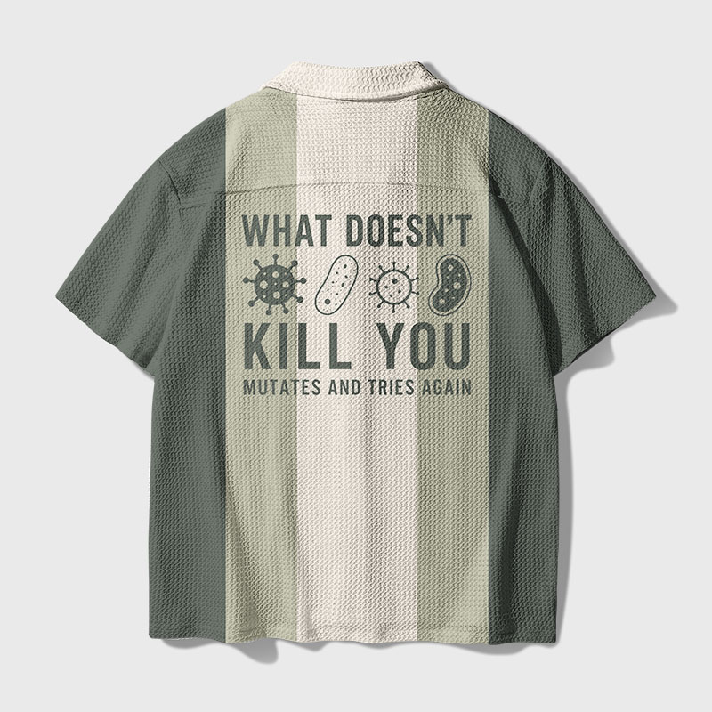 What Doesn't Kill You Geek Waffle Knit Crochet Shirt