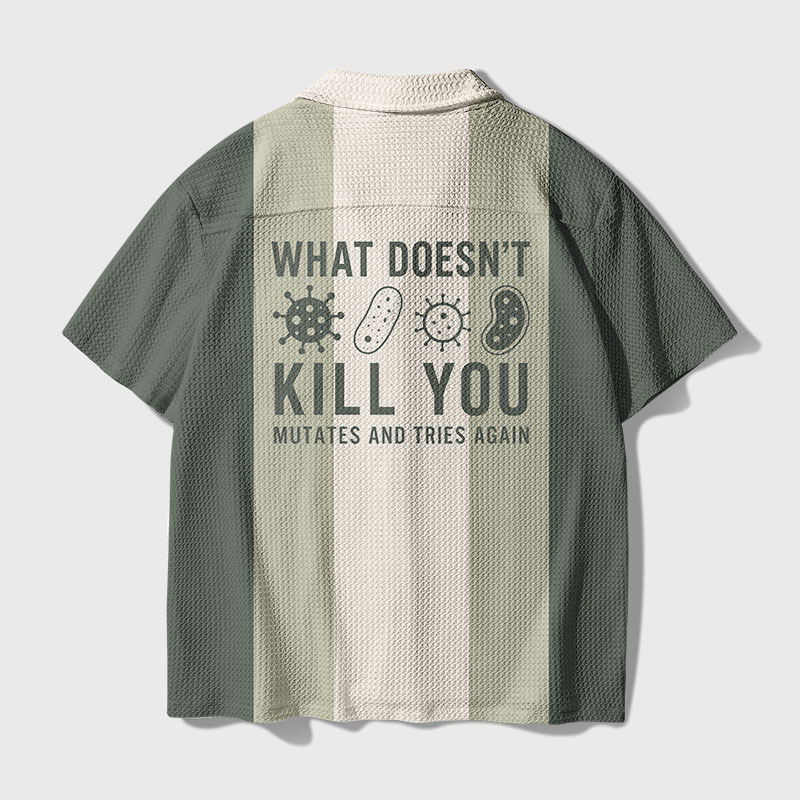 What Doesn't Kill You Geek Waffle Knit Crochet Shirt