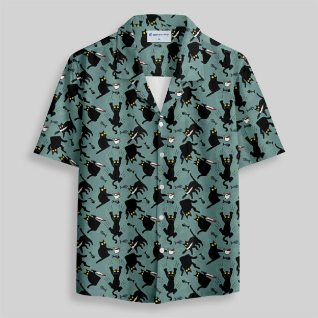 Naughty Kitten Button Up Pocket Shirt