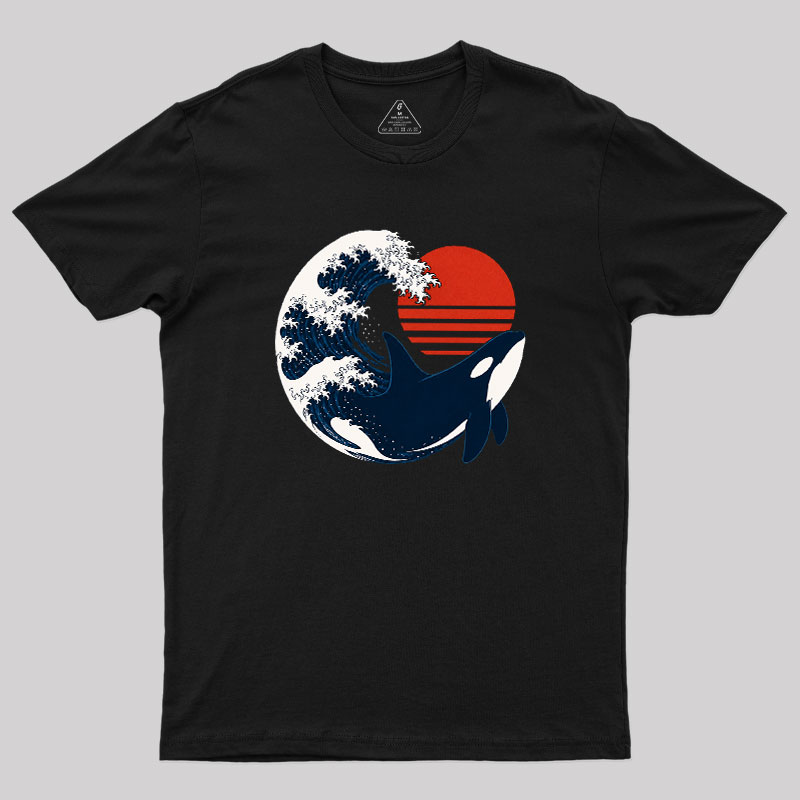 Wave and Whale in Sunset Geek T-Shirt