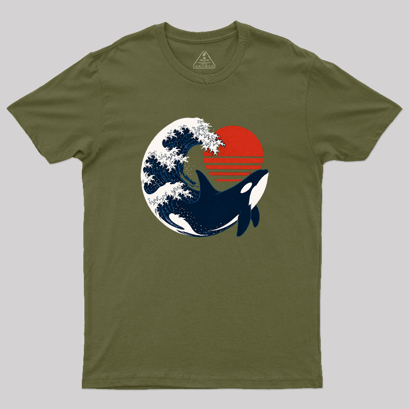 Wave and Whale in Sunset Geek T-Shirt