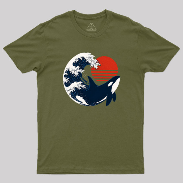 Wave and Whale in Sunset Geek T-Shirt