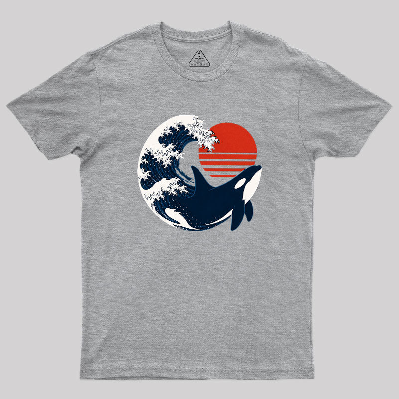 Wave and Whale in Sunset Geek T-Shirt