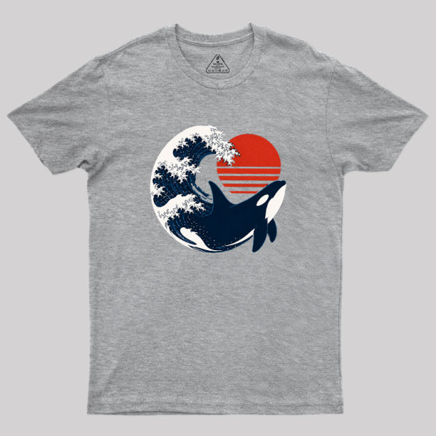 Wave and Whale in Sunset Geek T-Shirt