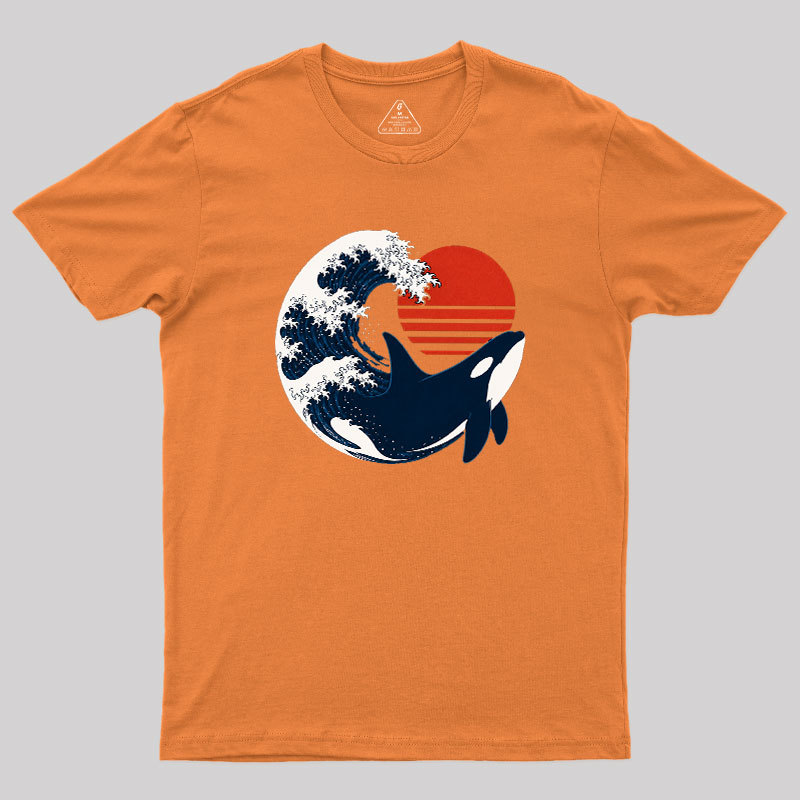 Wave and Whale in Sunset Geek T-Shirt