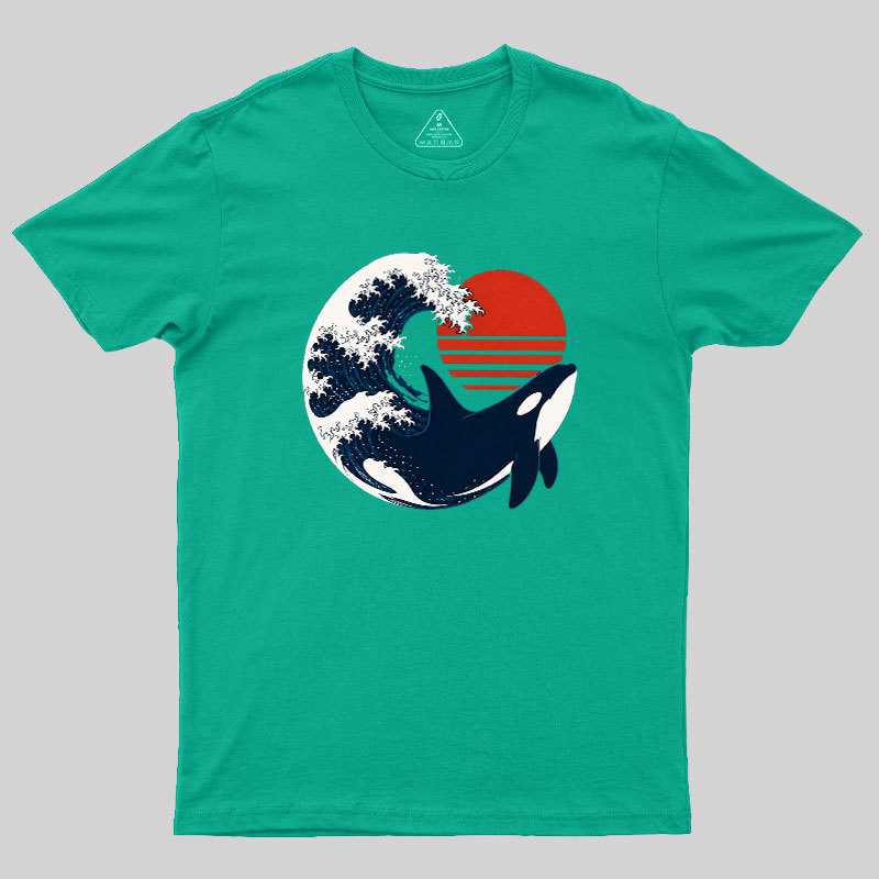 Wave and Whale in Sunset Geek T-Shirt