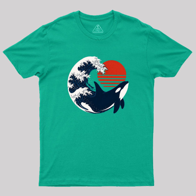 Wave and Whale in Sunset Geek T-Shirt