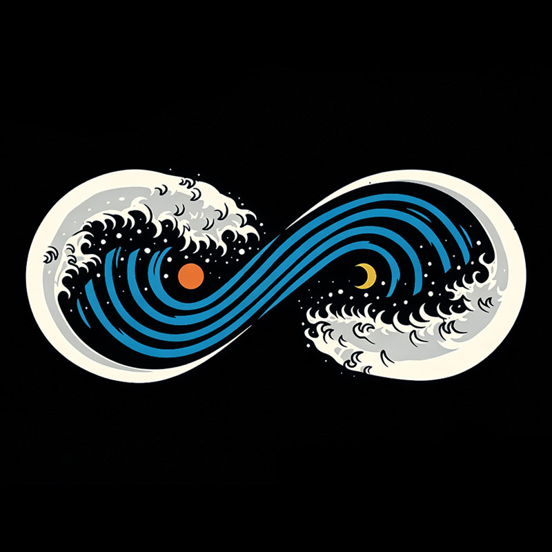 Retro Ocean Surf Wave Infinite Geek T-Shirt