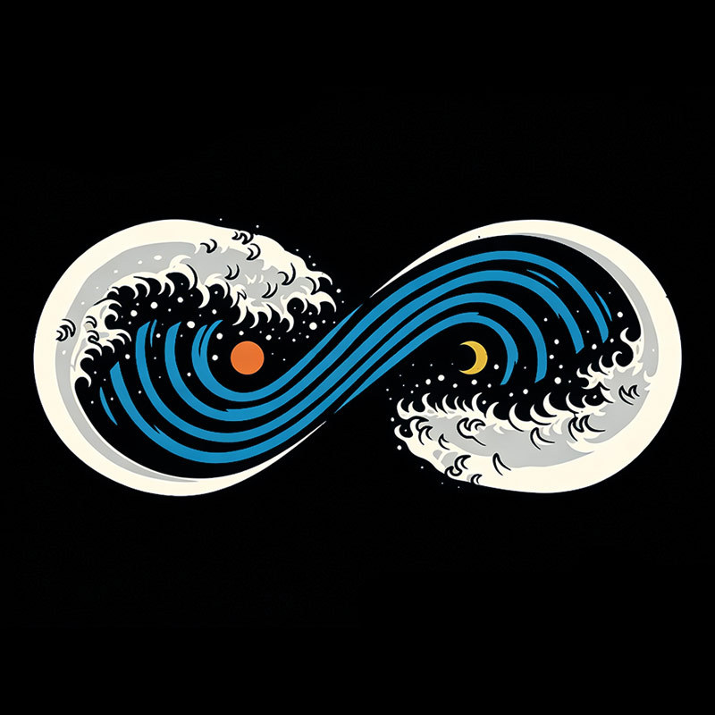 Retro Ocean Surf Wave Infinite Geek T-Shirt