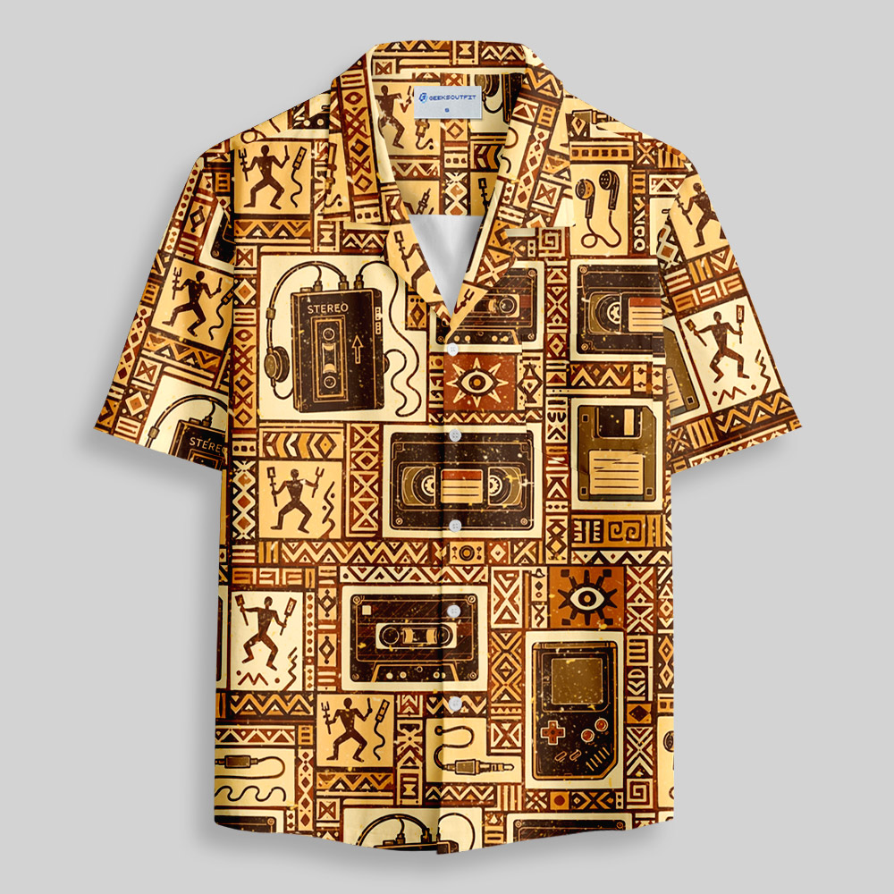 Digital Artifacts Tribal Button Up Pocket Shirt