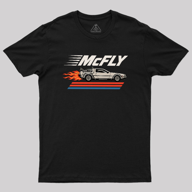 McFly Flaming DeLorean Time Machine Geek T-Shirt