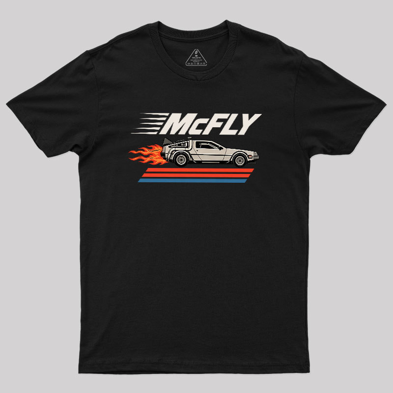 McFly Flaming DeLorean Time Machine Geek T-Shirt