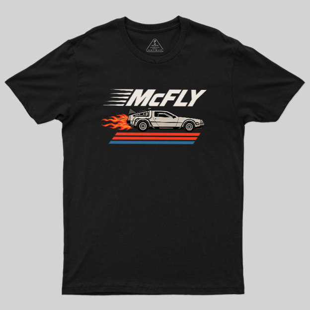 McFly Flaming DeLorean Time Machine Geek T-Shirt