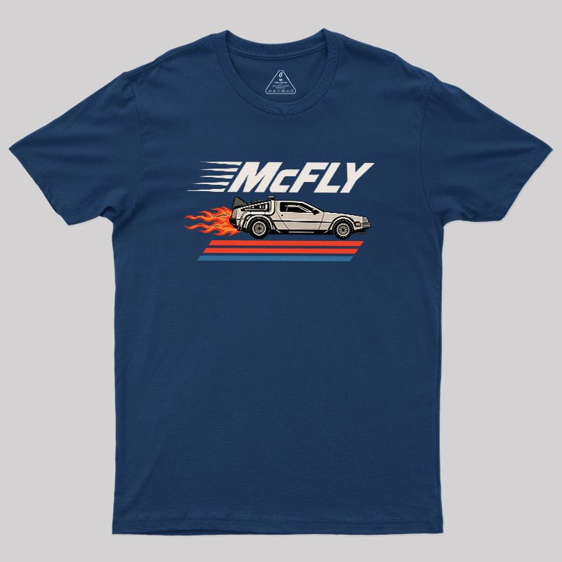 McFly Flaming DeLorean Time Machine Geek T-Shirt