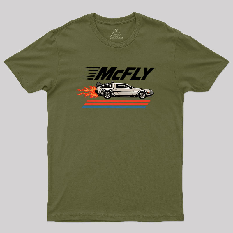 McFly Flaming DeLorean Time Machine Geek T-Shirt