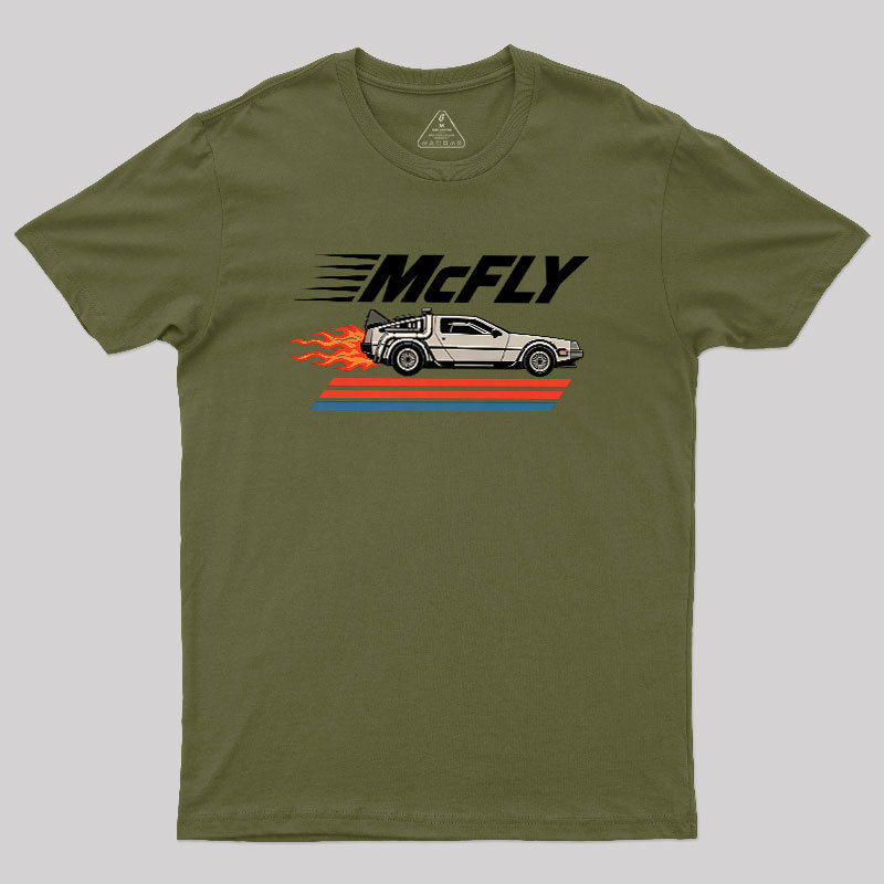 McFly Flaming DeLorean Time Machine Geek T-Shirt