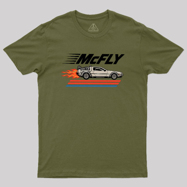 McFly Flaming DeLorean Time Machine Geek T-Shirt